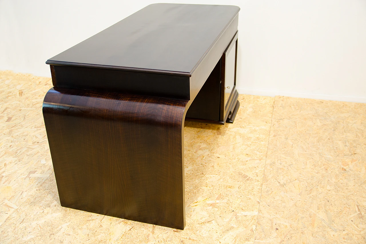 Bohemian Art Deco walnut desk, 1930s 8