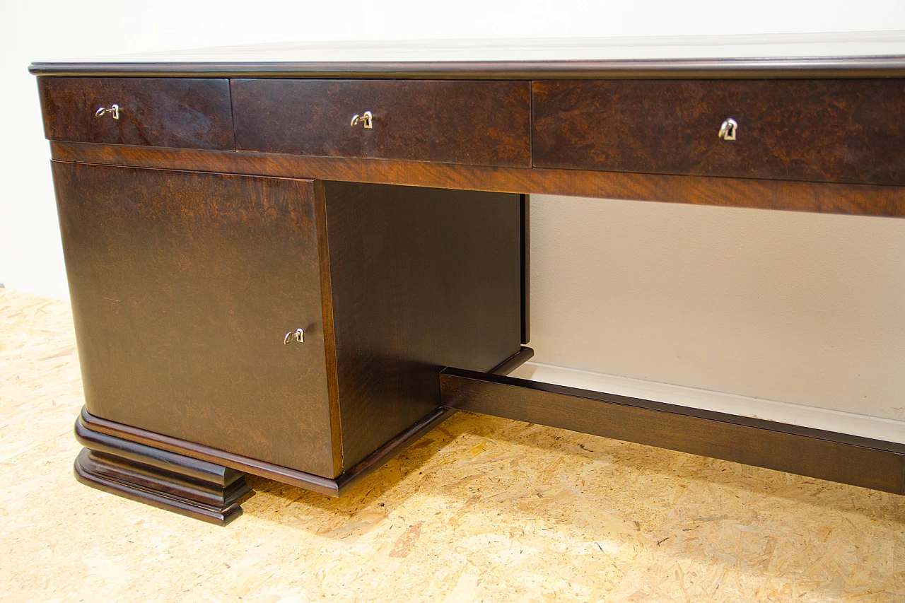 Bohemian Art Deco walnut desk, 1930s 13