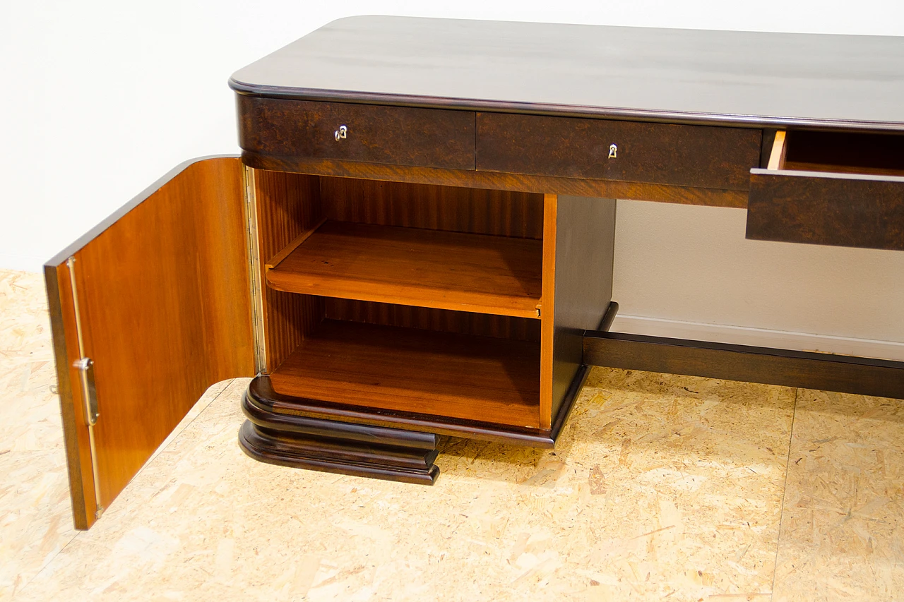 Bohemian Art Deco walnut desk, 1930s 15