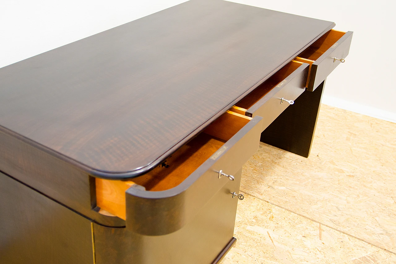 Bohemian Art Deco walnut desk, 1930s 18