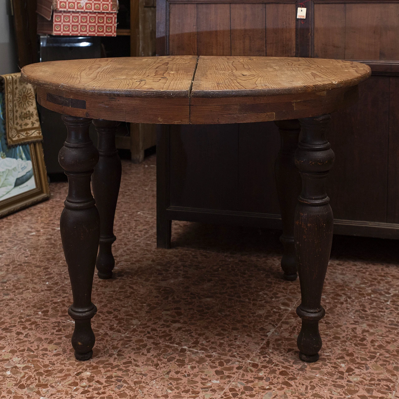 Extendable table with solid spruce top, mid-19th century 2