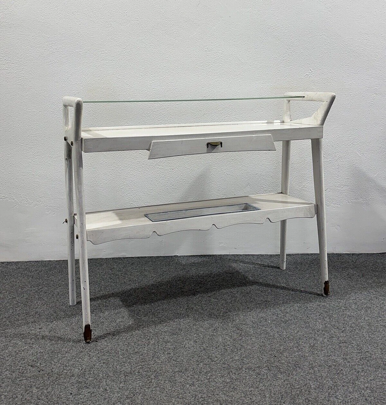 White wood and glass console by Ico Parisi, 1950s 1