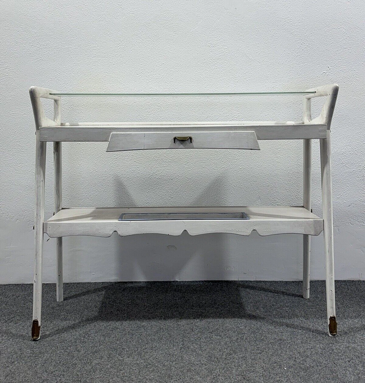 White wood and glass console by Ico Parisi, 1950s 3