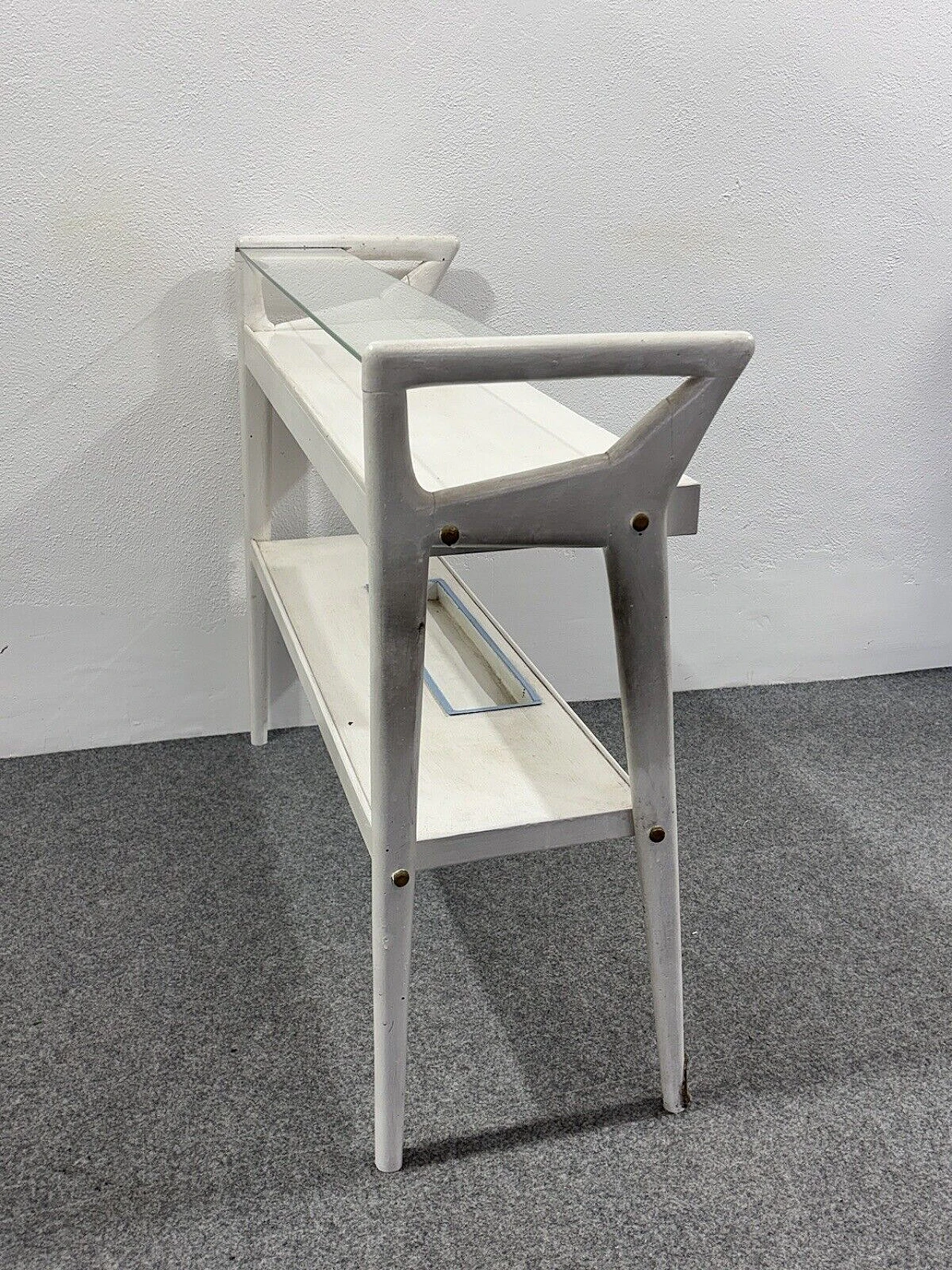 White wood and glass console by Ico Parisi, 1950s 5