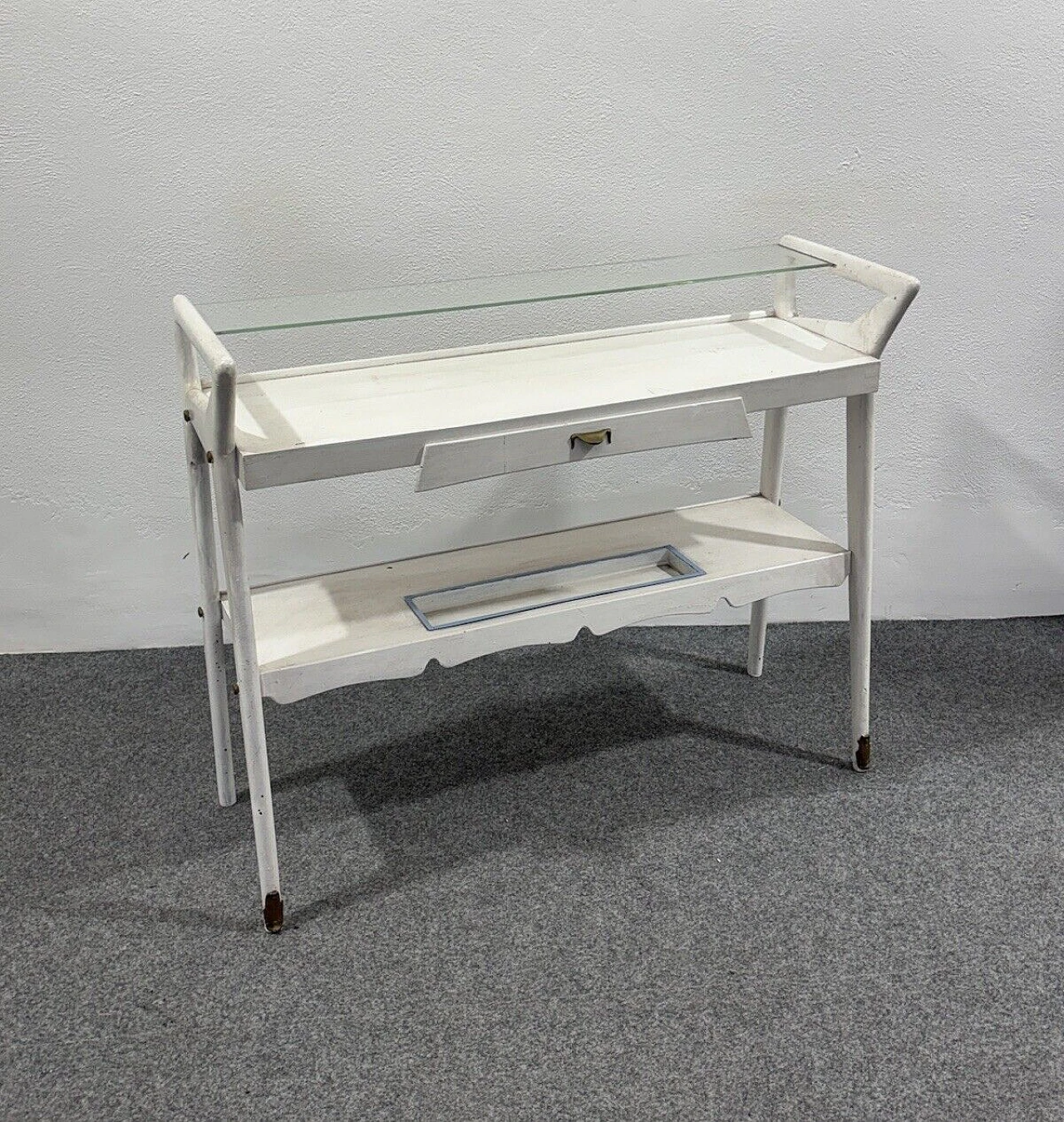 White wood and glass console by Ico Parisi, 1950s 7