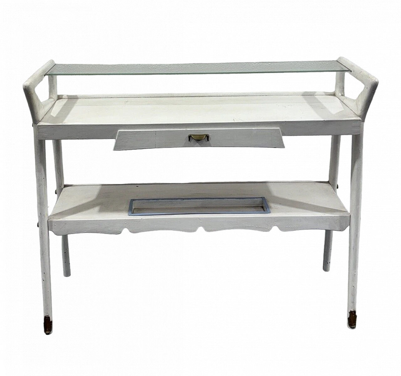 White wood and glass console by Ico Parisi, 1950s 8