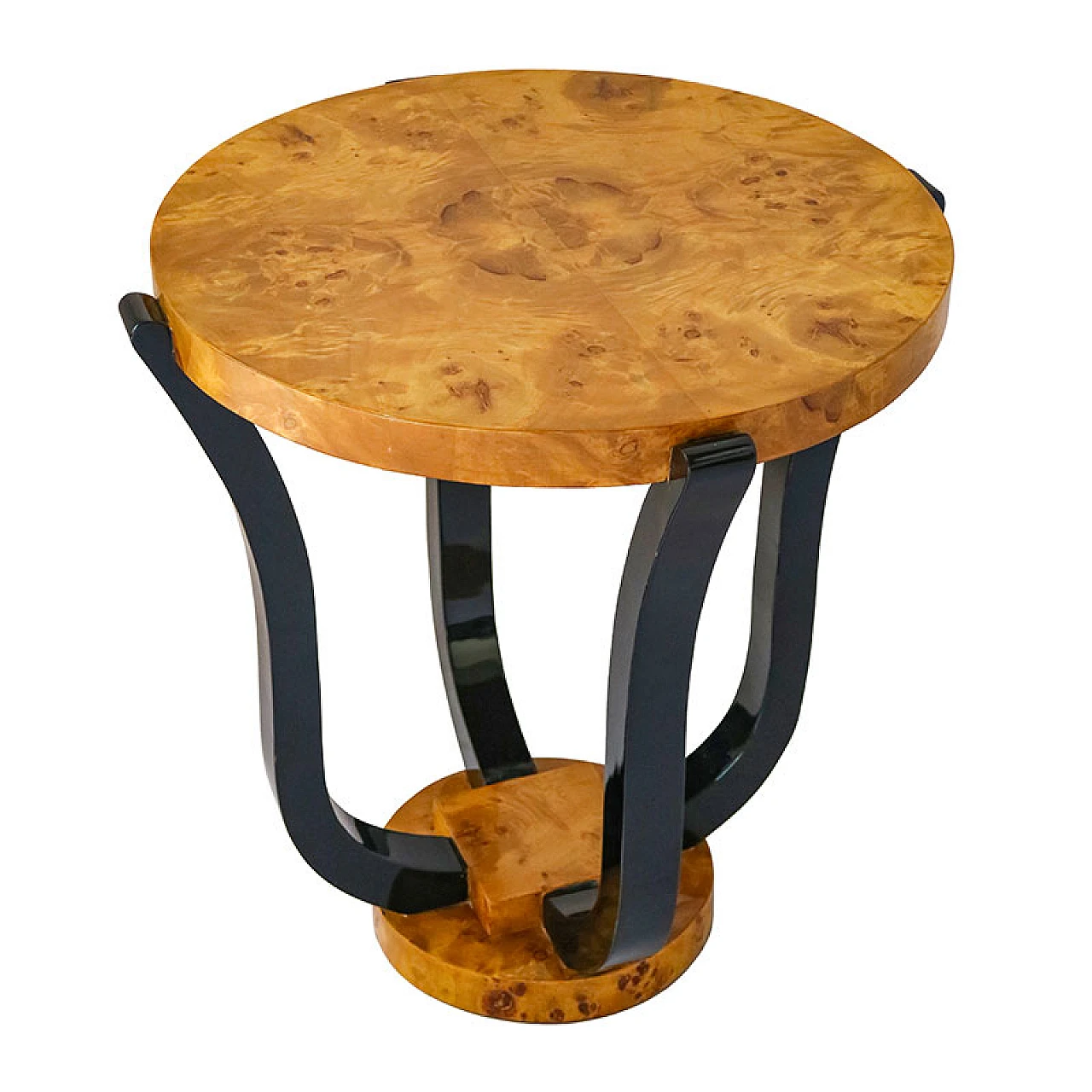 Art Deco style burlato olive wood veneered coffee table, 1980s 2