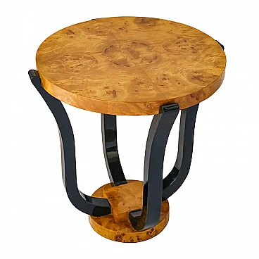Art Deco style burlato olive wood veneered coffee table, 1980s