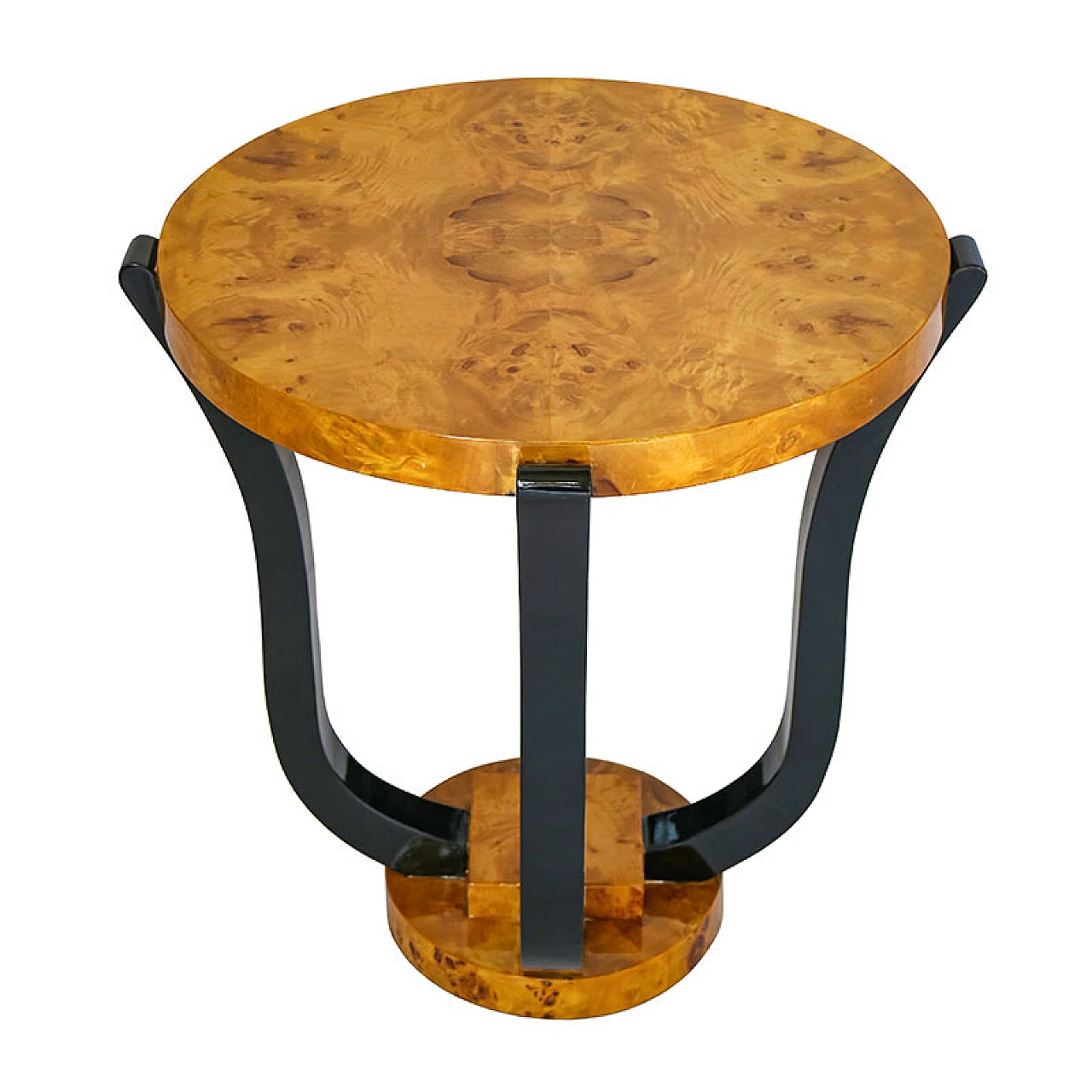 Art Deco style burlato olive wood veneered coffee table, 1980s 3