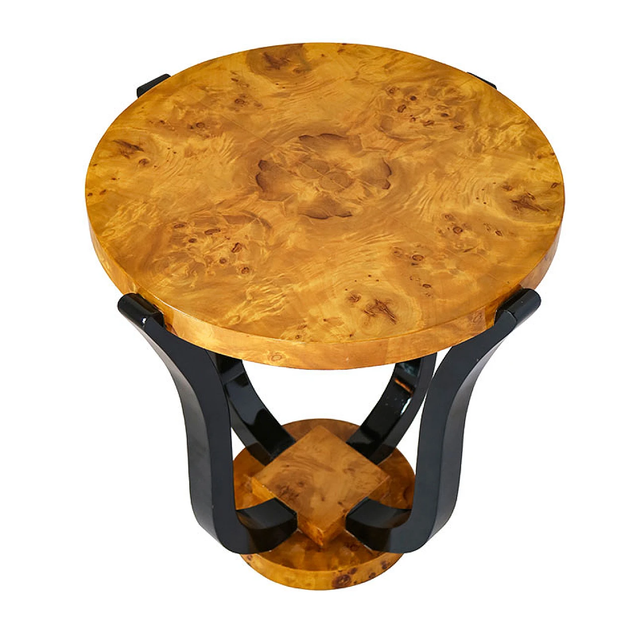 Art Deco style burlato olive wood veneered coffee table, 1980s 4