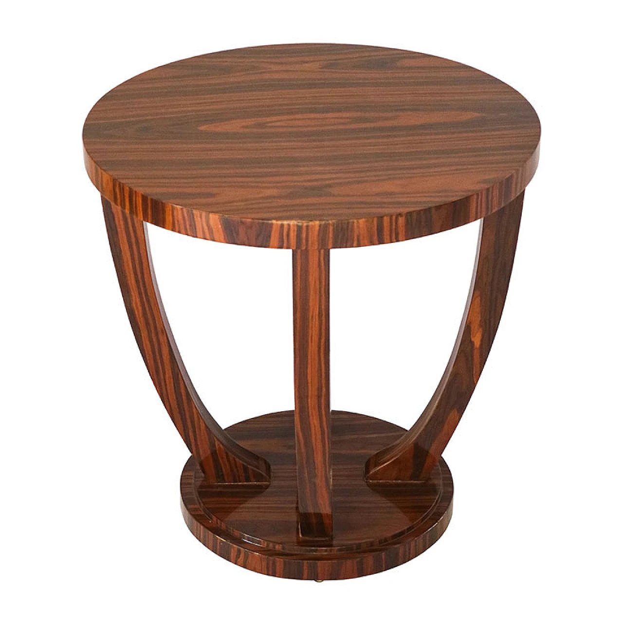 Art Deco style round rosewood veneered coffee table, 1980s 1