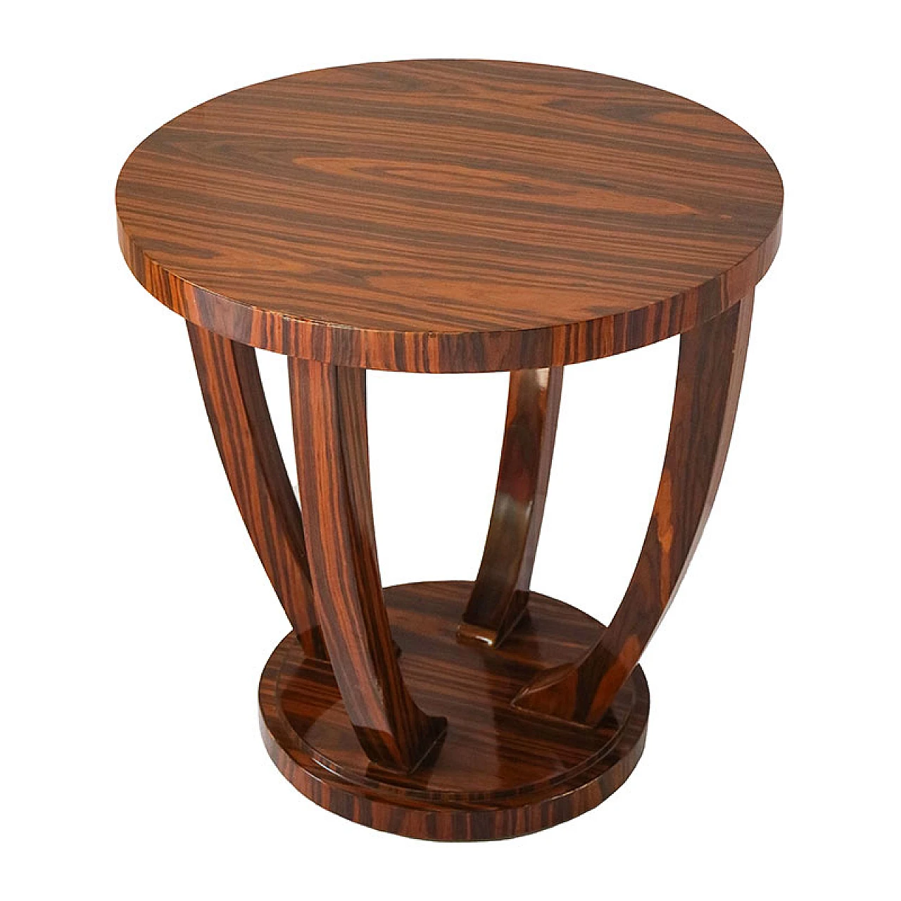 Art Deco style round rosewood veneered coffee table, 1980s 2