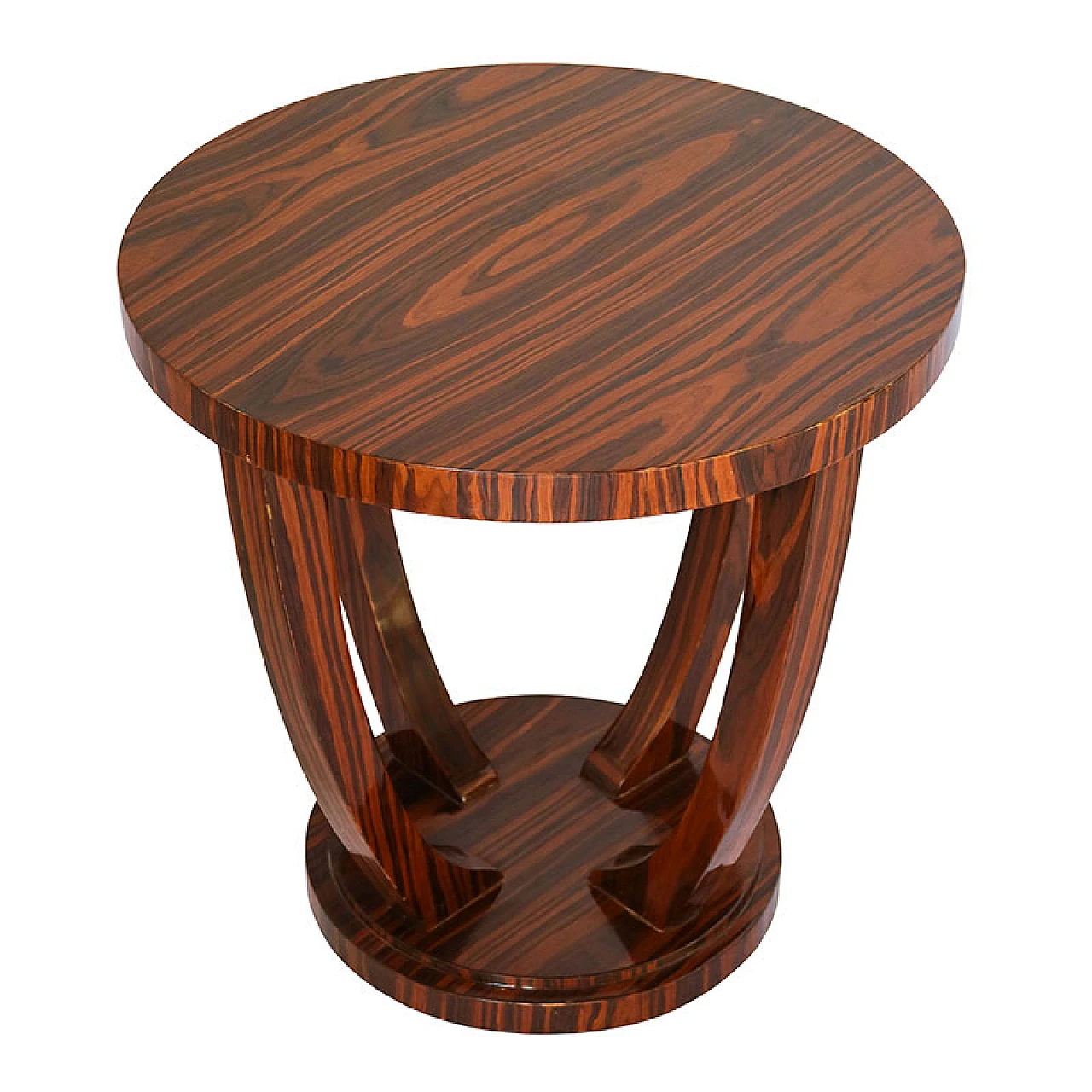 Art Deco style round rosewood veneered coffee table, 1980s 3