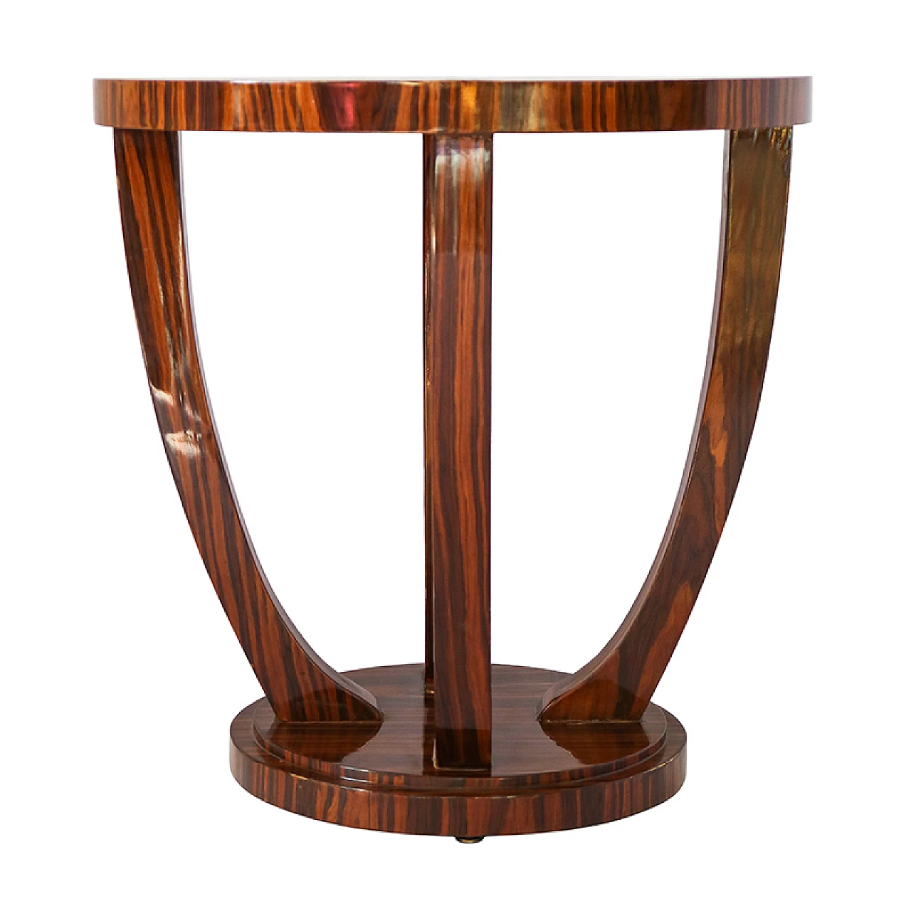 Art Deco style round rosewood veneered coffee table, 1980s 4