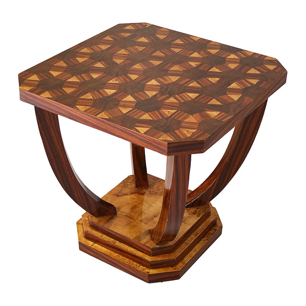Art Deco style coffee table with geometric pattern on top, 1980s 2