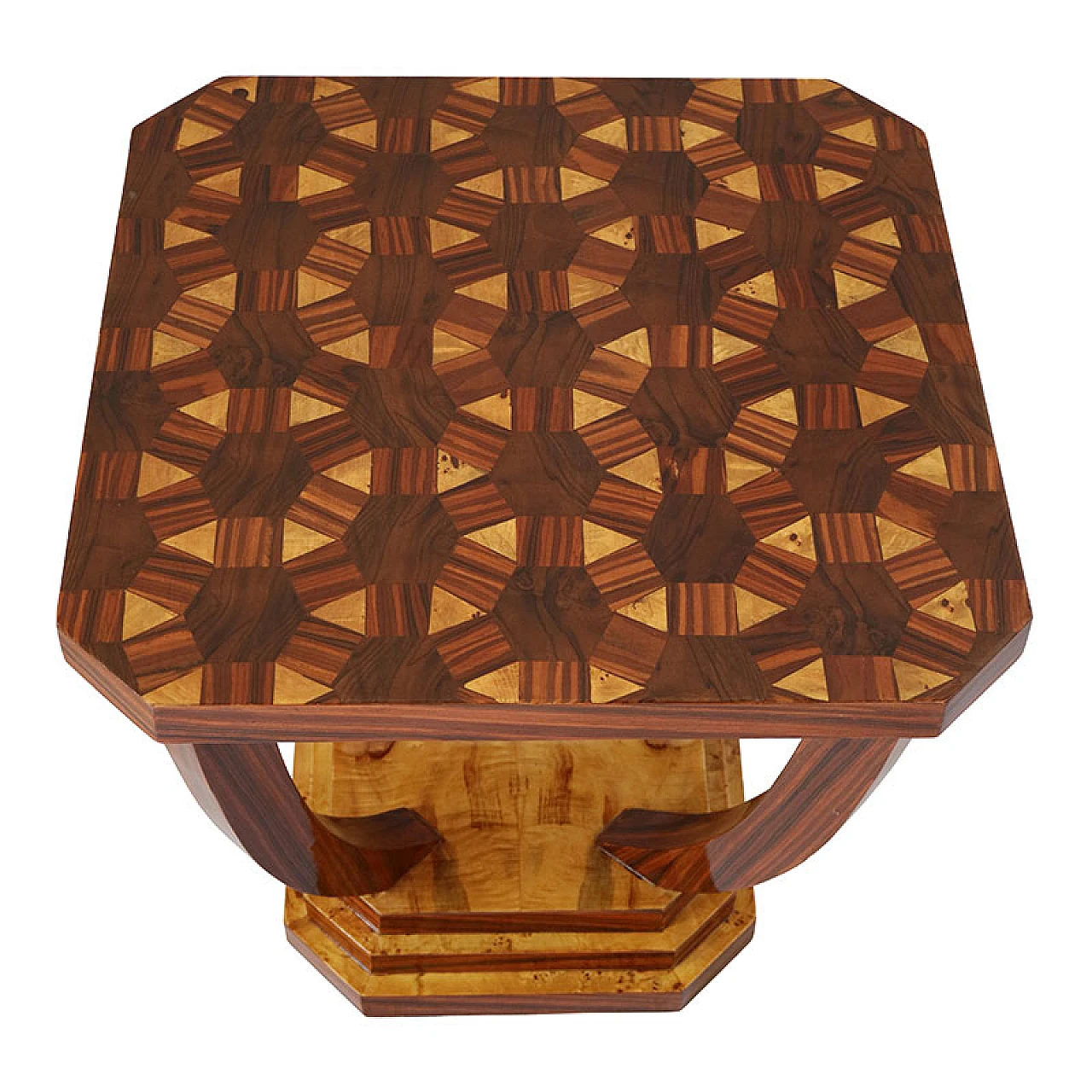 Art Deco style coffee table with geometric pattern on top, 1980s 4