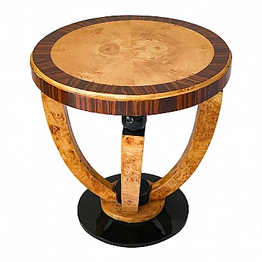 Tavolino stile Art Déco in legno impiallacciato e laccato, anni '80