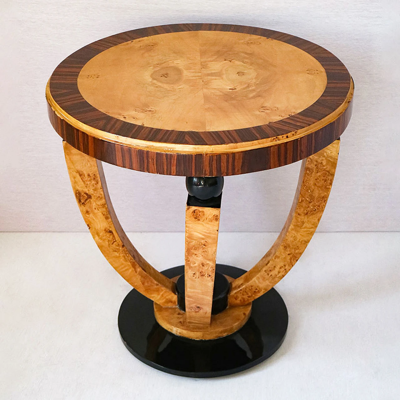 Art Deco style veneered and lacquered wood coffee table, 1980s 2