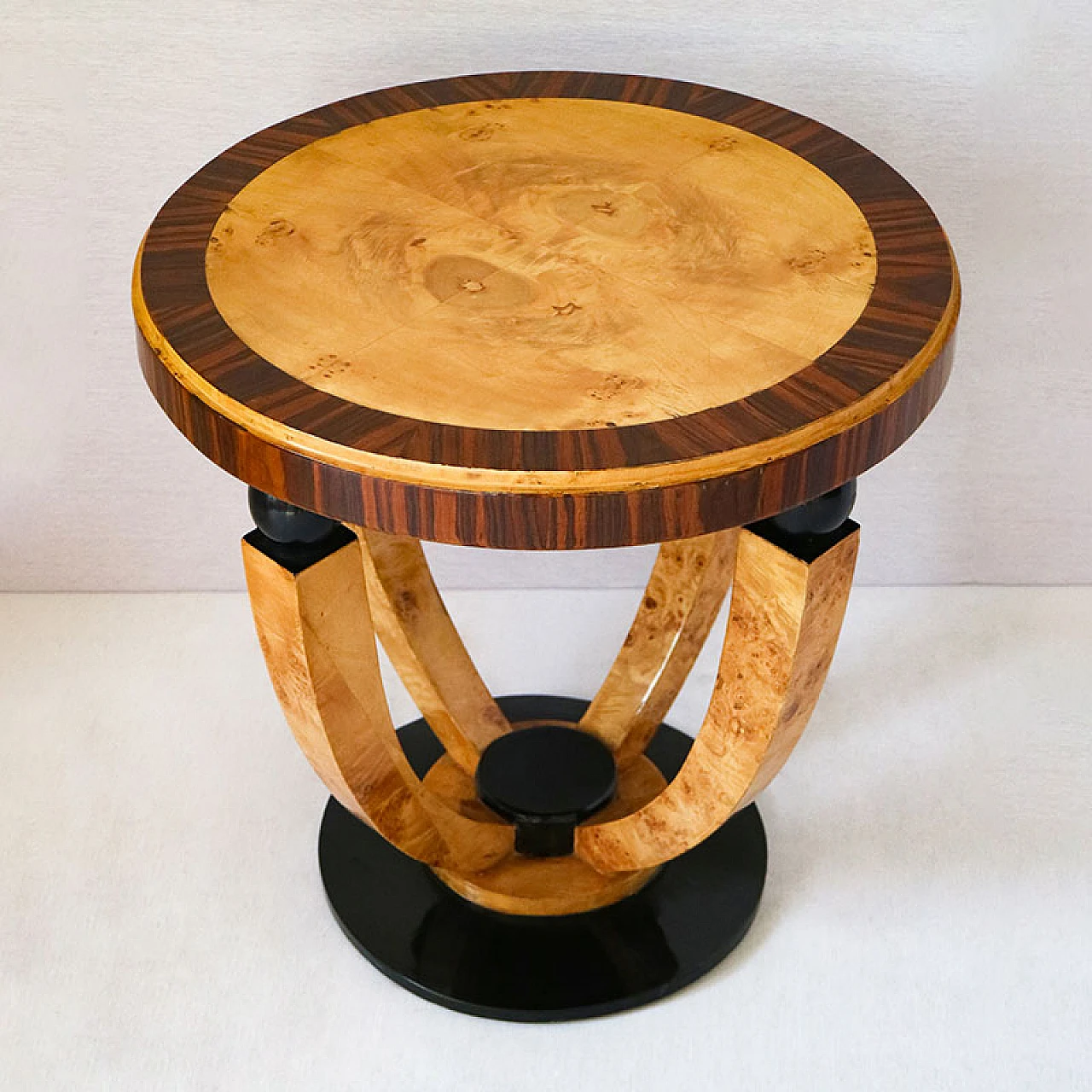 Art Deco style veneered and lacquered wood coffee table, 1980s 3