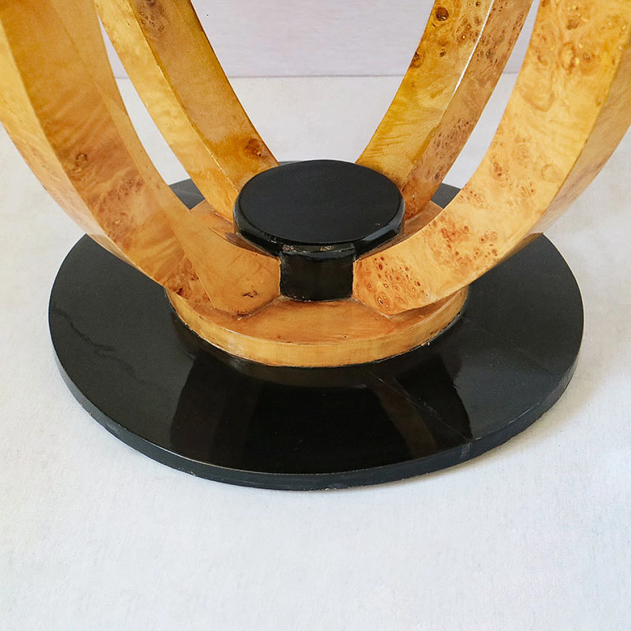 Art Deco style veneered and lacquered wood coffee table, 1980s 5