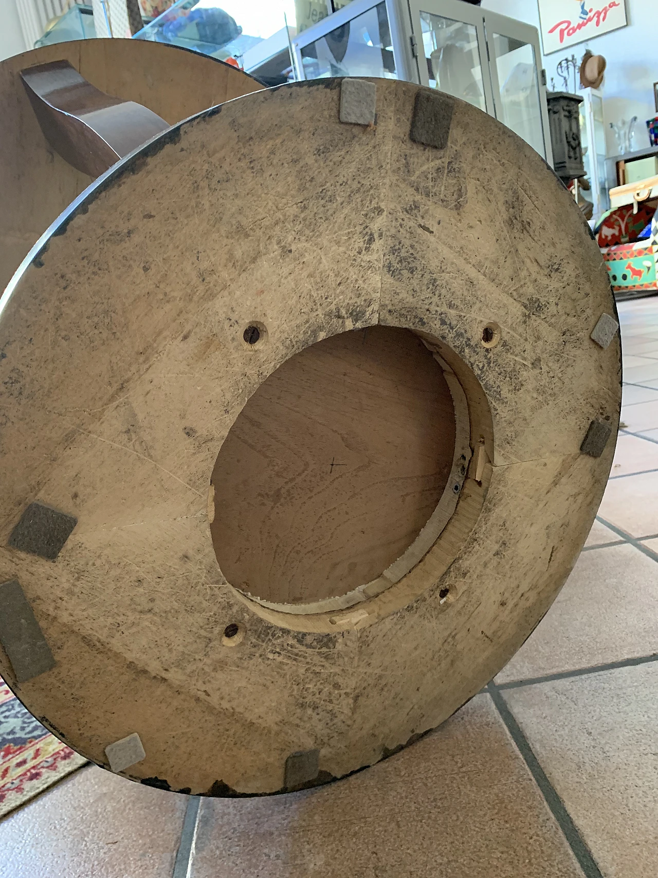 Art Deco round wood coffee table, 1950s 6