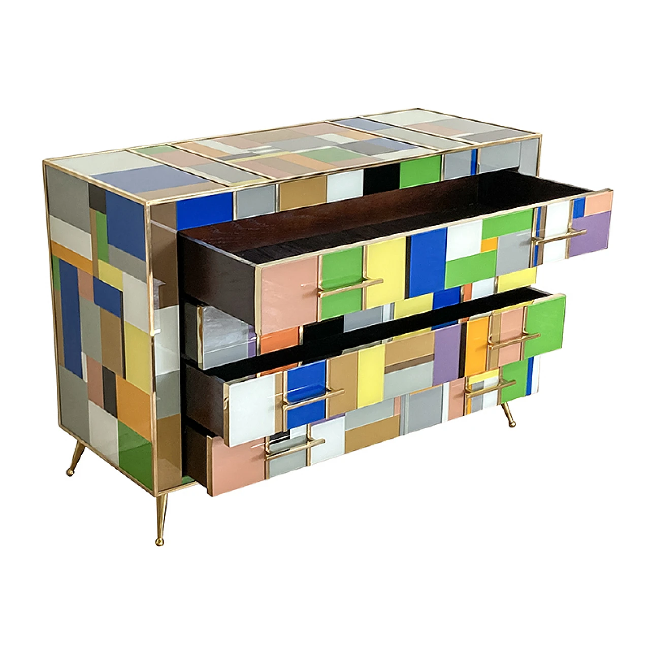 Multicolored Murano glass four-drawer dresser, 1980s 6