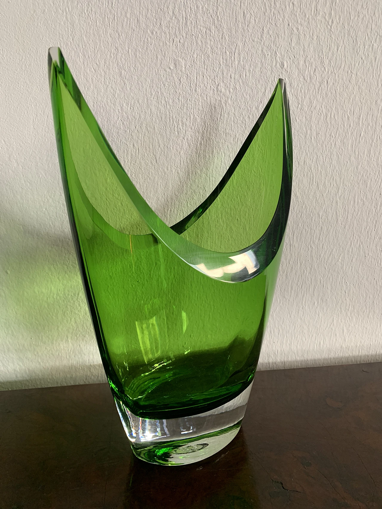 Vaso tedesco in vetro verde, anni '90 2