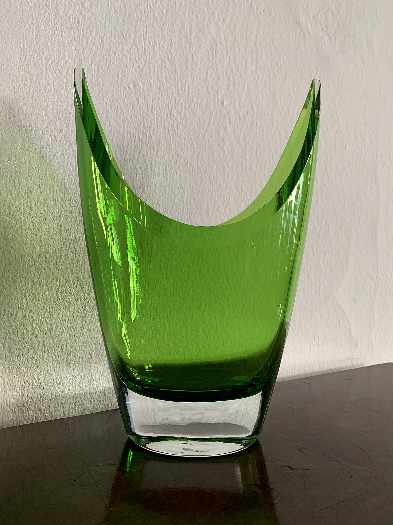 Vaso tedesco in vetro verde, anni '90 3