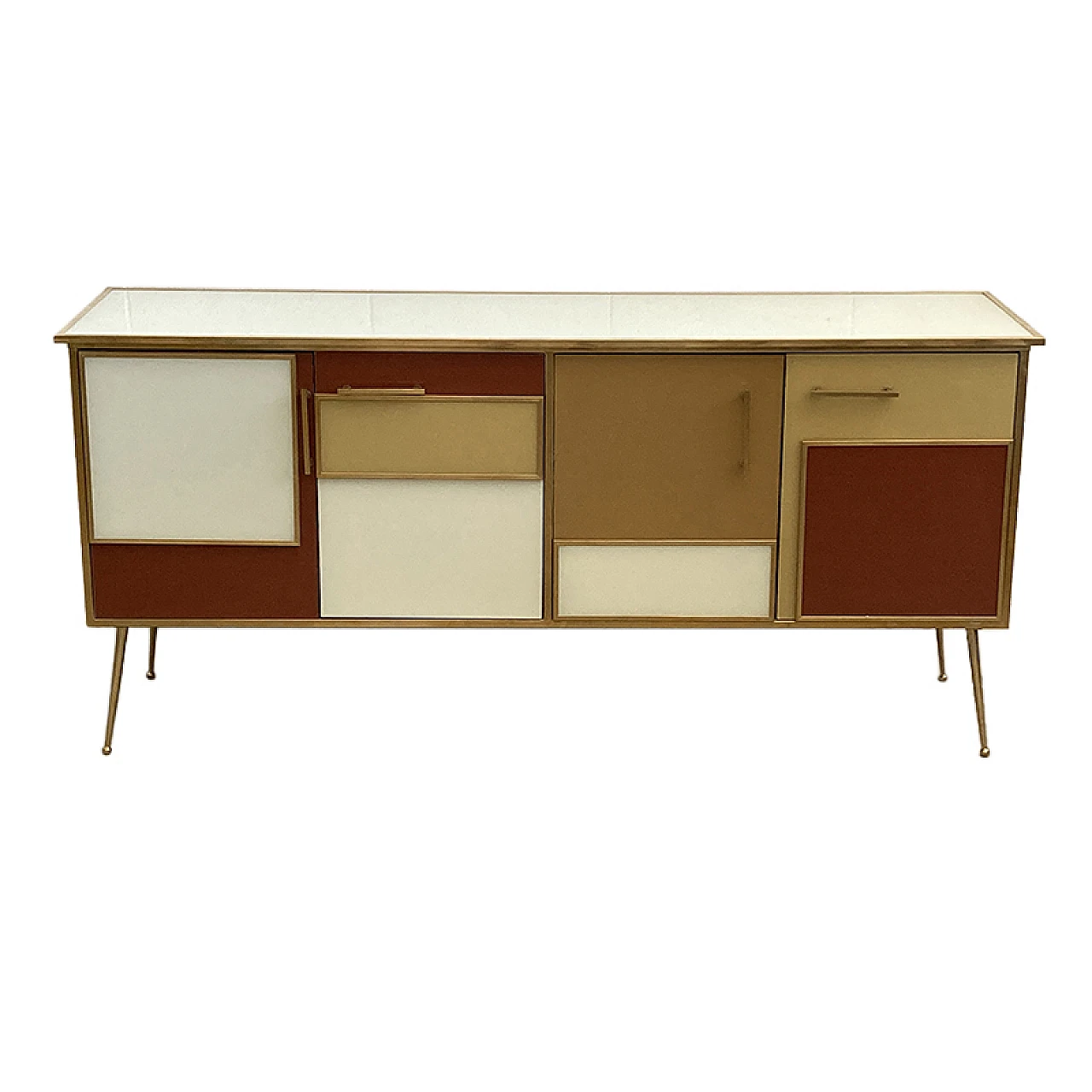 Brown, beige and white Murano glass sideboard, 1980s 1