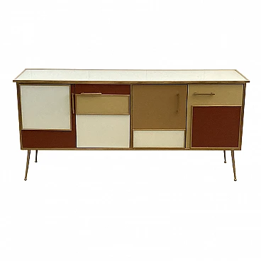 Brown, beige and white Murano glass sideboard, 1980s