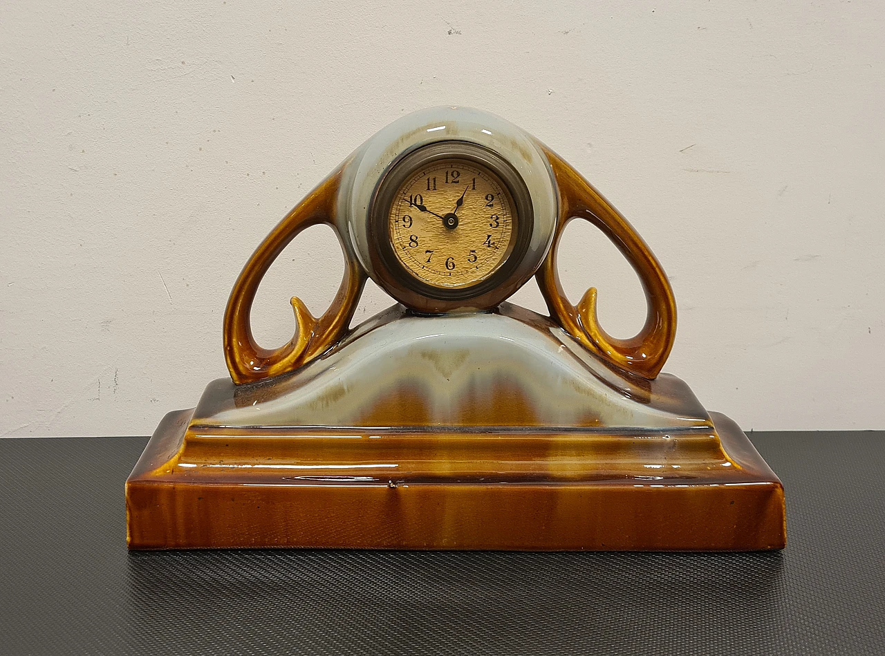 Glazed ceramic table clock, 1940s 3