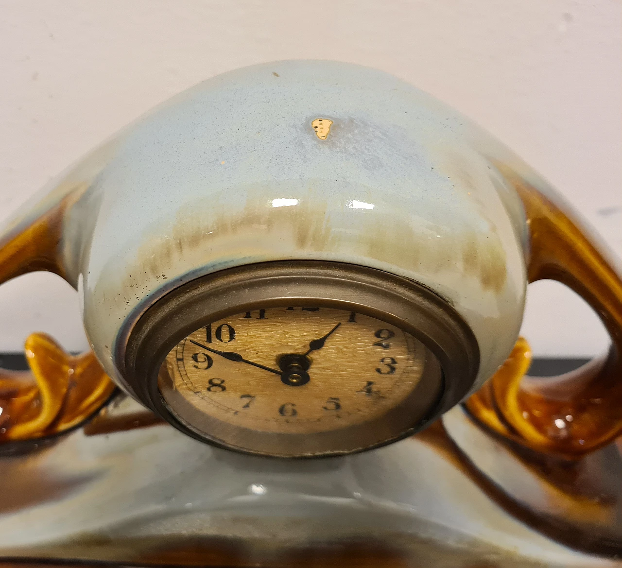 Glazed ceramic table clock, 1940s 5