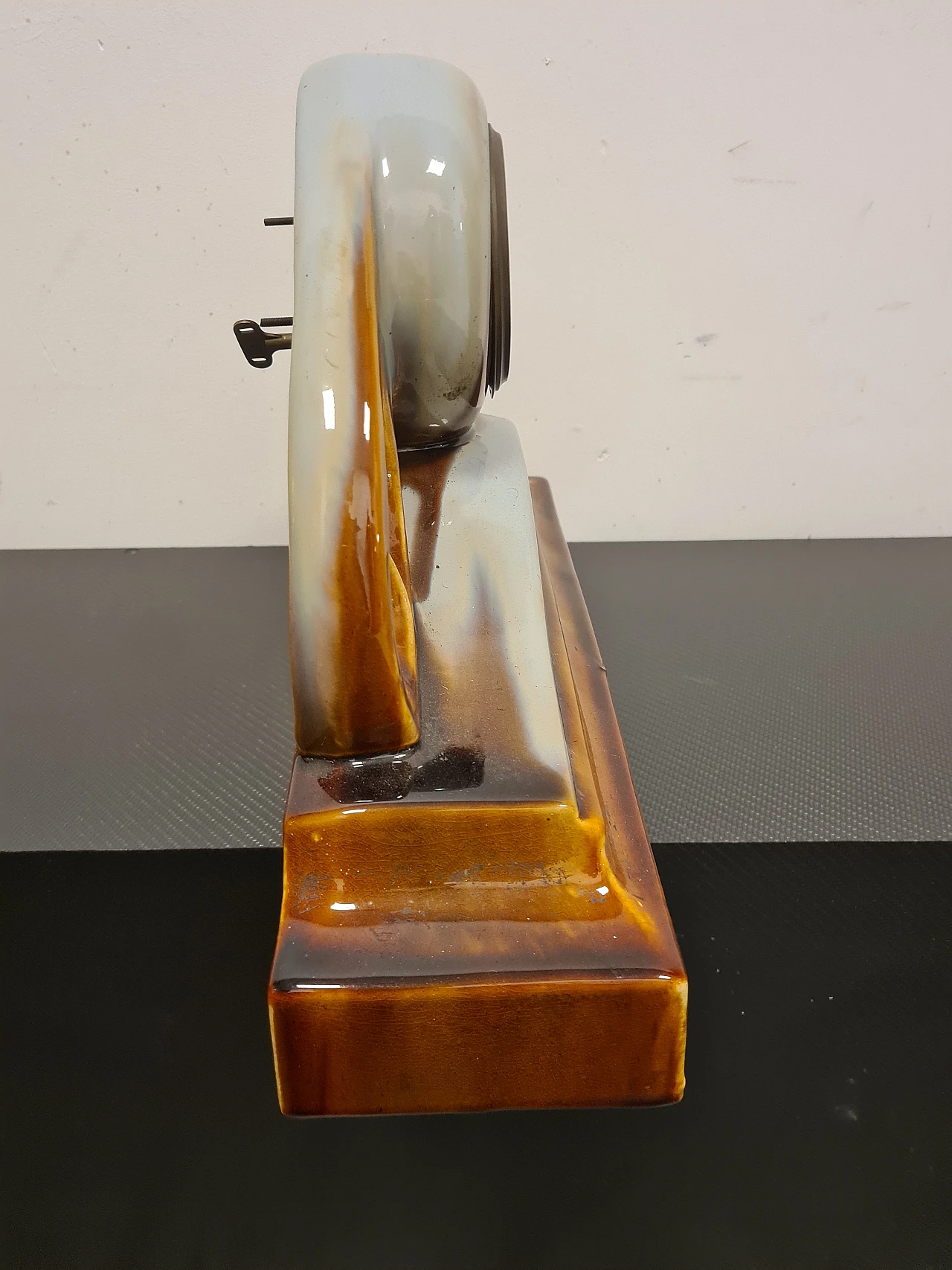 Glazed ceramic table clock, 1940s 6