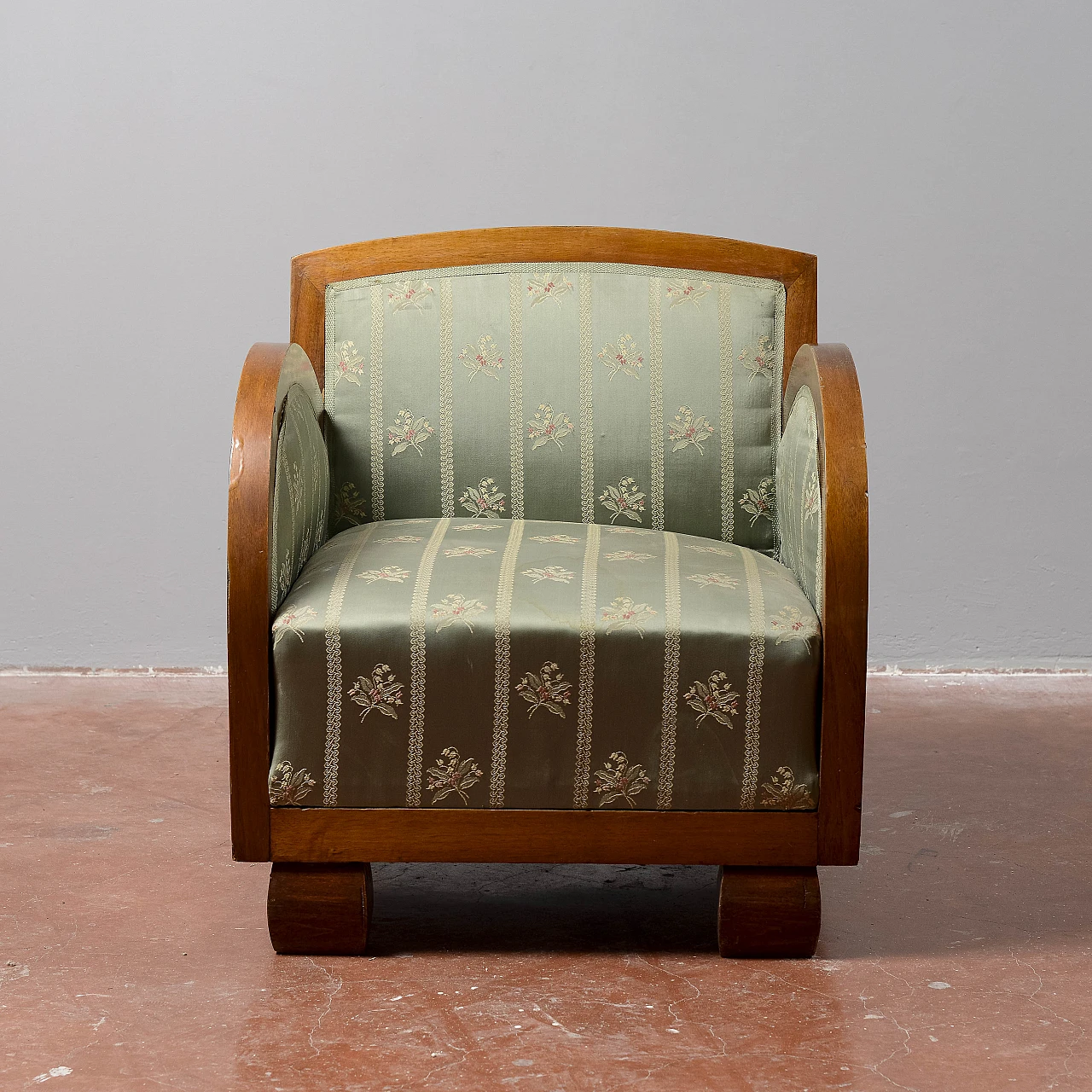 Art Deco walnut veneered wood armchair, 1930s 2