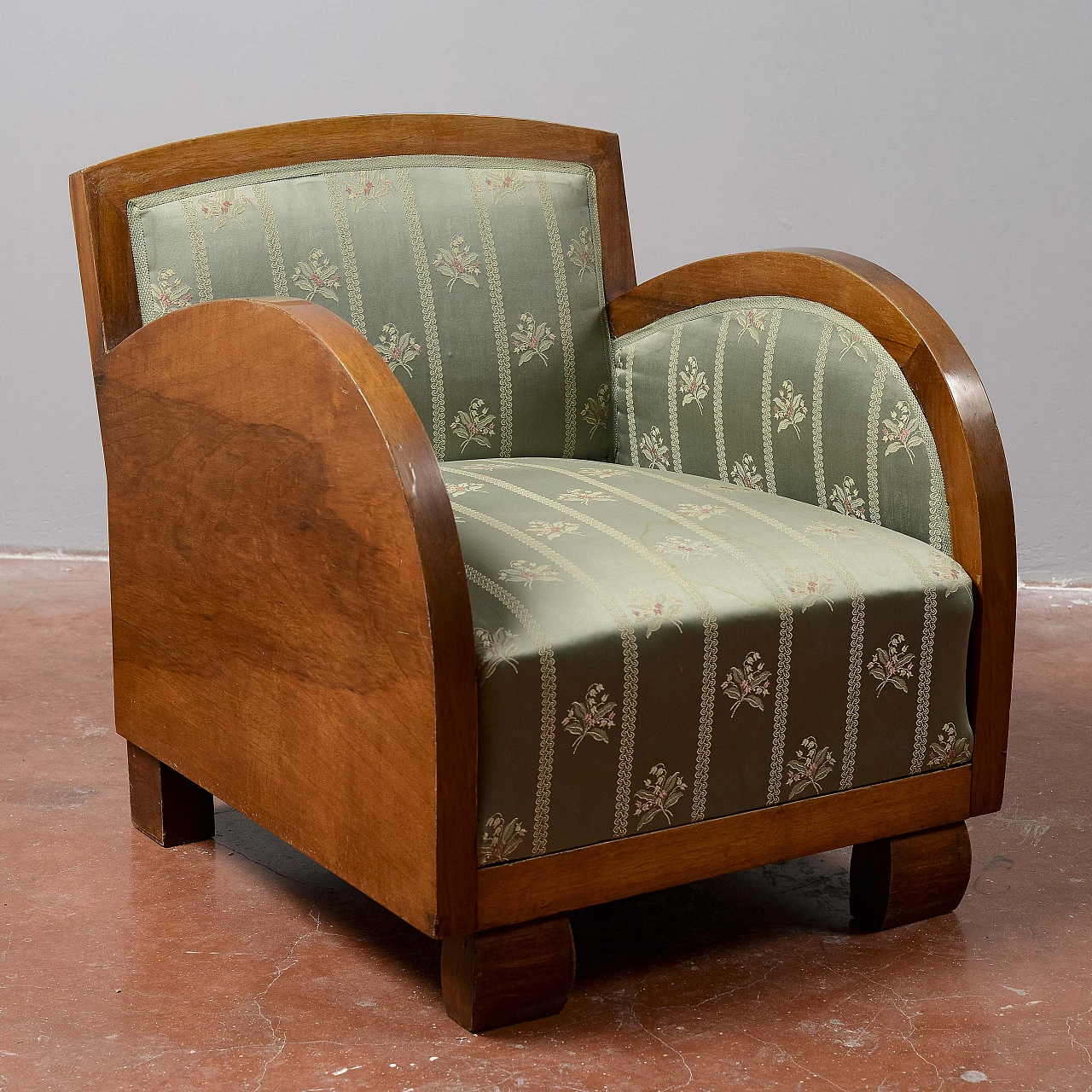 Art Deco walnut veneered wood armchair, 1930s 3