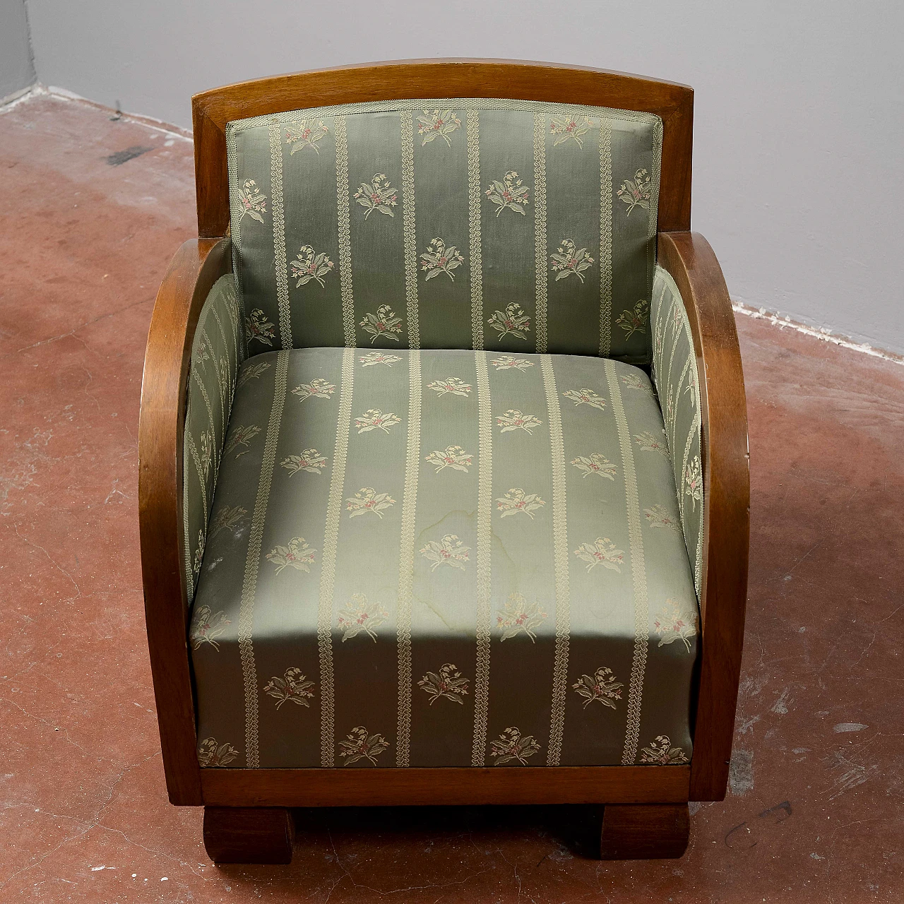 Art Deco walnut veneered wood armchair, 1930s 4
