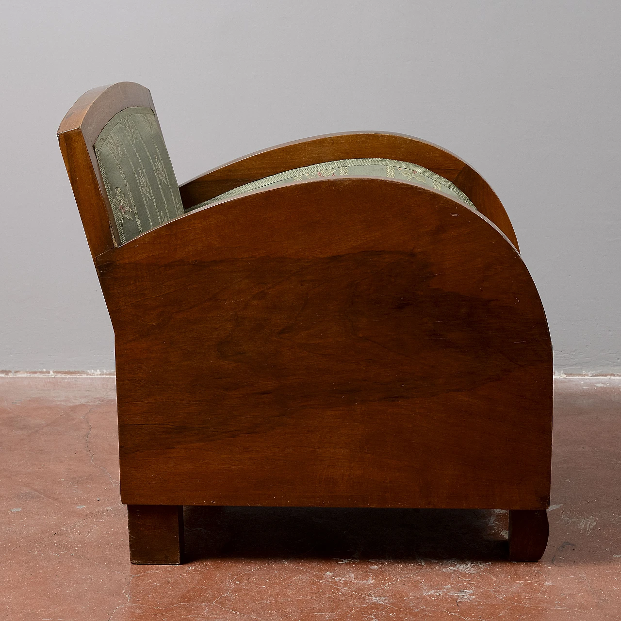 Art Deco walnut veneered wood armchair, 1930s 5