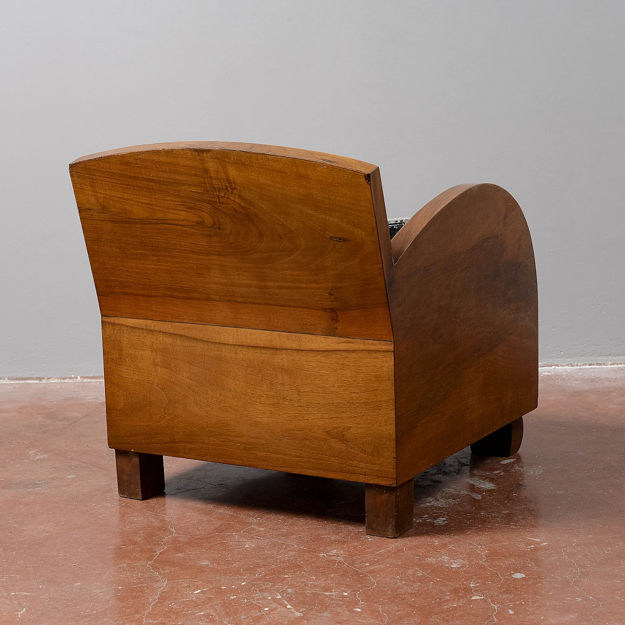 Art Deco walnut veneered wood armchair, 1930s 6