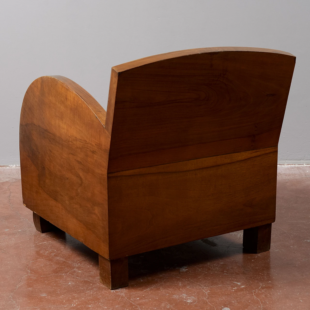 Art Deco walnut veneered wood armchair, 1930s 7