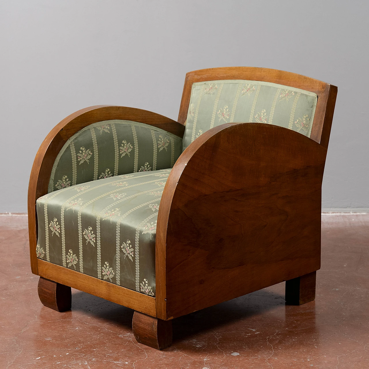 Art Deco walnut veneered wood armchair, 1930s 8