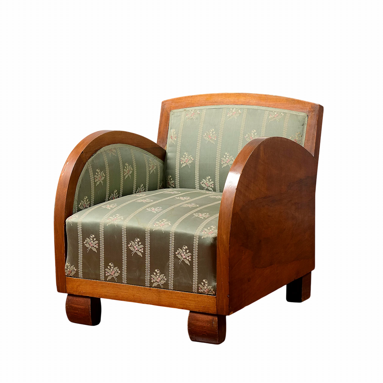 Art Deco walnut veneered wood armchair, 1930s 9