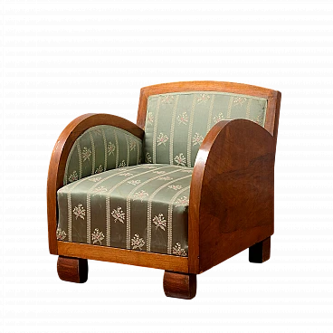 Art Deco walnut veneered wood armchair, 1930s