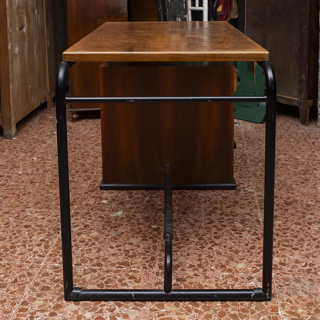 Metal and wood desk in the style of Giuseppe Pagano, 1940s 8