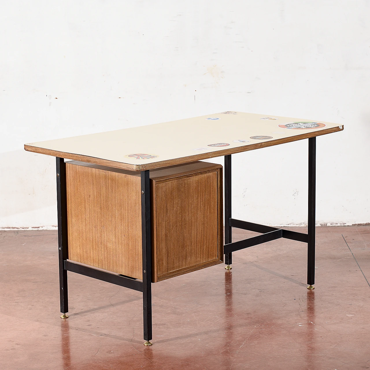 Plywood and metal desk, 1970s 7