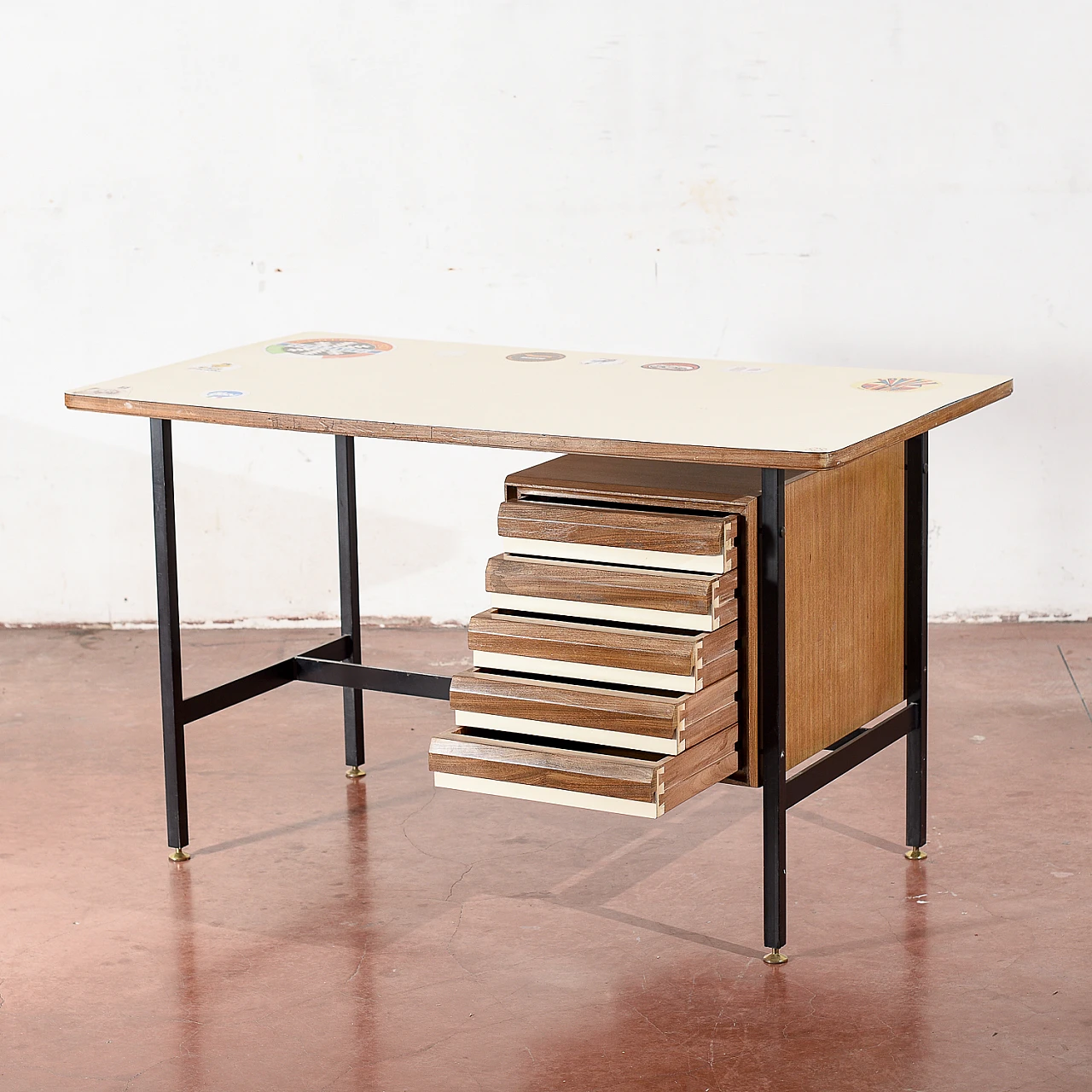 Plywood and metal desk, 1970s 8