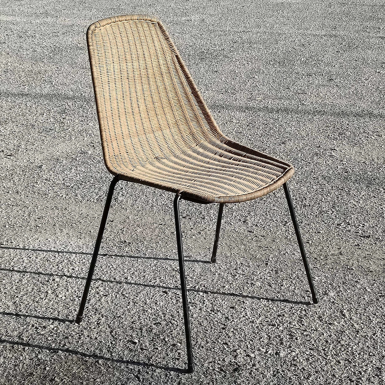 Wicker and metal chair, 1980s 1