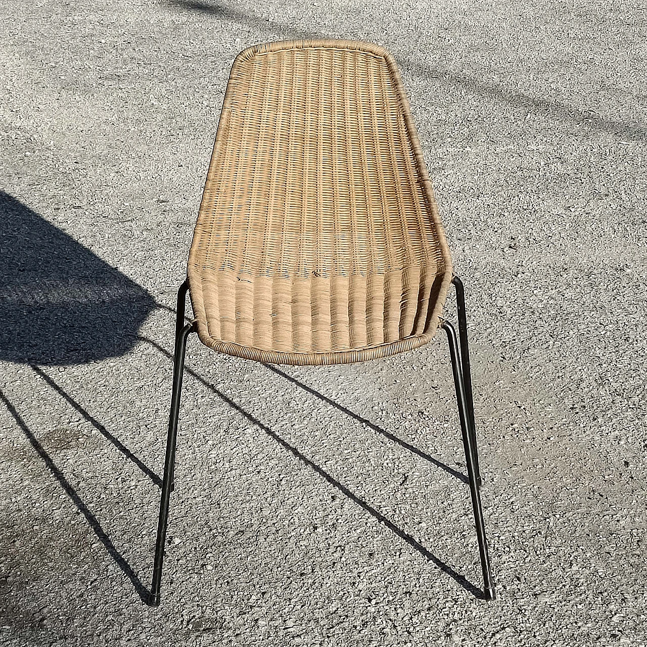 Wicker and metal chair, 1980s 2