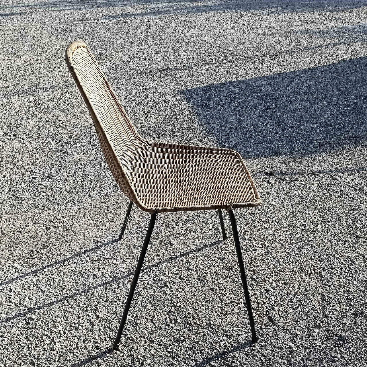 Wicker and metal chair, 1980s 3