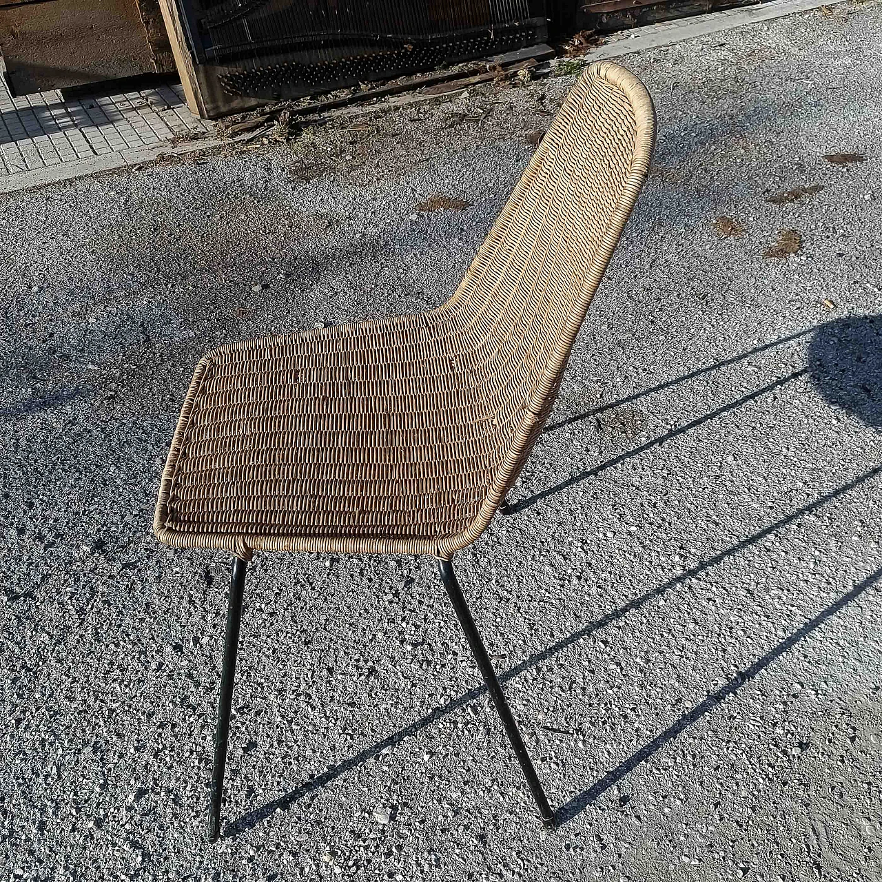 Wicker and metal chair, 1980s 5