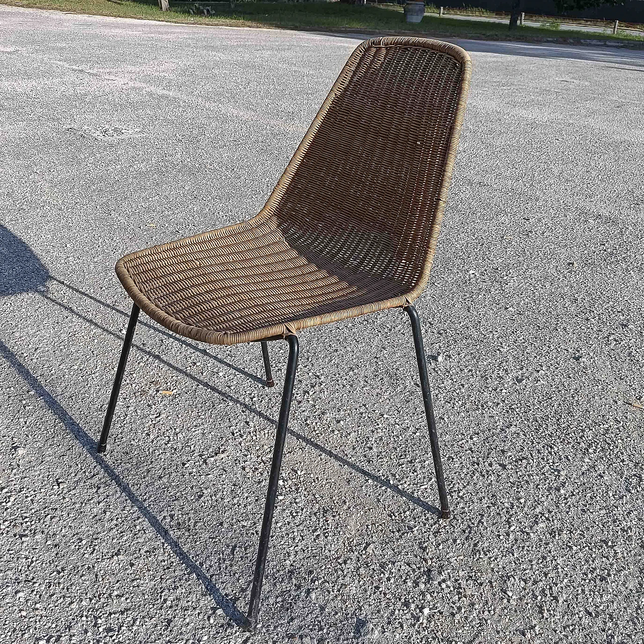 Wicker and metal chair, 1980s 6